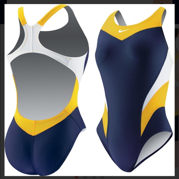 Nike Other - Nike Yellow Blue White Racerback Swimsuit  Size 10